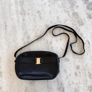 Authentic Salvatore Ferragamo crossbody bag, black, super clean